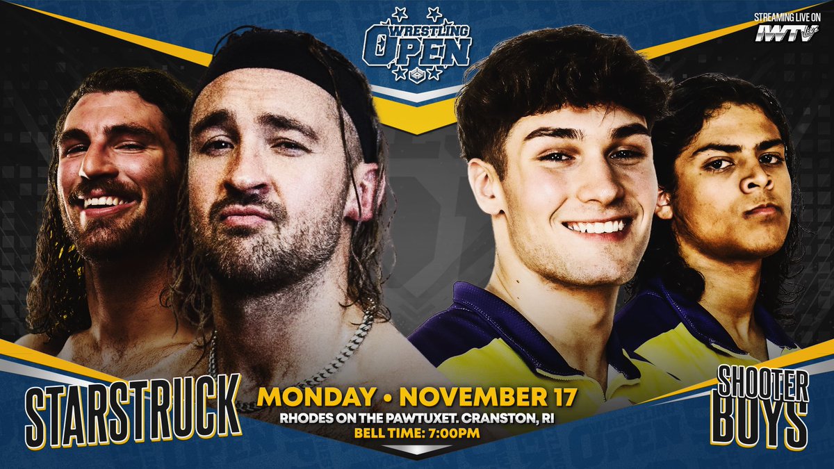 After having their Tag Team Championship ripped away, SHOOTER BOYS (<a href="/itzaaron58/">Aaron Ortiz</a> &amp; <a href="/_anthonyvecchio/">Anthony Vecchio</a>) have to bounce back in a hurry.

They go head-to-head with STARSTRUCK (<a href="/alternative_ag/">Anthony Greene アンソニー・グリーン</a> &amp; <a href="/ChanThomasPro/">World Class Channing Thomas</a>)!

Monday in Cranston!