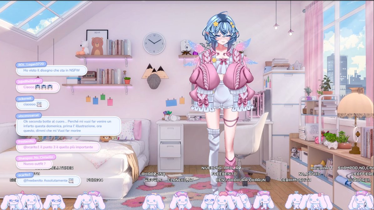 Shampocinisello's tweet photo. Ieri è ritornata @haruriku_ita con un nuovo outfit e mascotte di nome EBI o EBY ? #vtuber #vtuberita #itavtuber #confy https://t.co/ZXwUB3DgmG