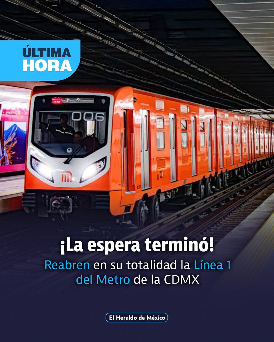 heraldodemexico's tweet image. 🚨La jefa de Gobierno, Clara Brugada, hace oficial la reapertura total de la #Línea1 del #MetroCDMX. Por el día de hoy los viajes en la Línea Rosa serán GRATUITOS

“Todos los aspectos del metro fueron transformados y renovados”
