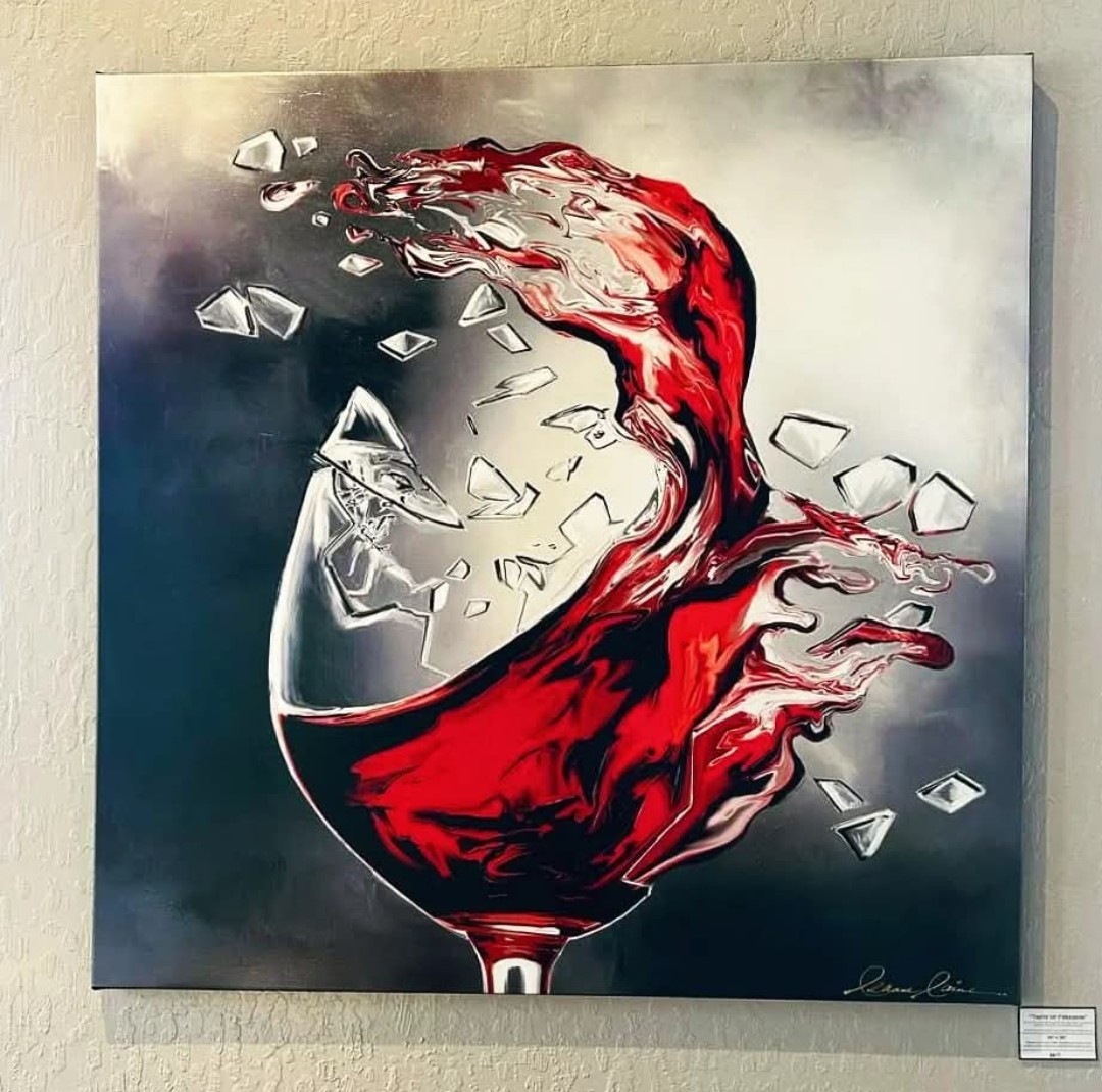My #wineart Taste of Freedom at Engine 8 Winery (Find this #wine #art on leannelainefineart.com) #wineartist #restaurant
