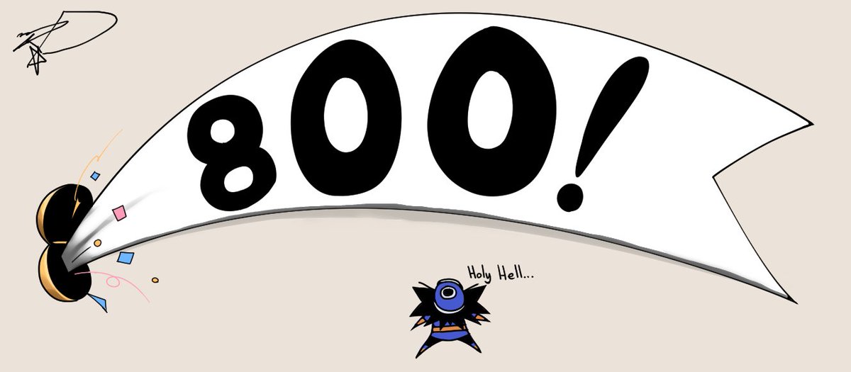 A little late, but holy hell we hit 800 of you guys, here's something quick to celebrate! Line art will be better next time I promise lol