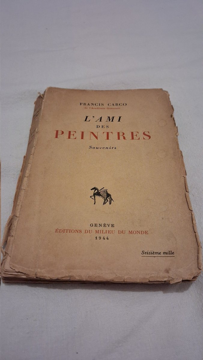 C'soir, j'retrouve l'ami Carco avec son texte : " L'ami des peintres " - Souvenirs. 
Dans mon exemplaire défraîchi de 1944. 
Éditions du Milieu du Monde. 
#lecture #littérature