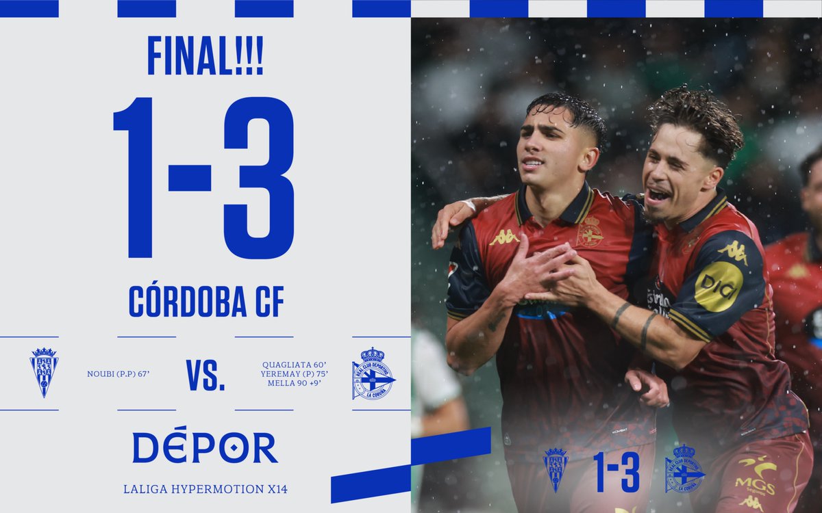 Fiiiiinaaaaal en Córdoba!

⏱️ 90+10’ | 1️⃣ - 3️⃣ |

#CórdobaDépor #LaLigaHypermotion