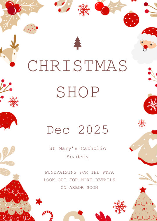 PTFA Christmas Shop.

Look out for more details soon on arbor. Children will be able to purchase small gifts for family members. 🎄🎄🎄🎄🎄🎄🎄