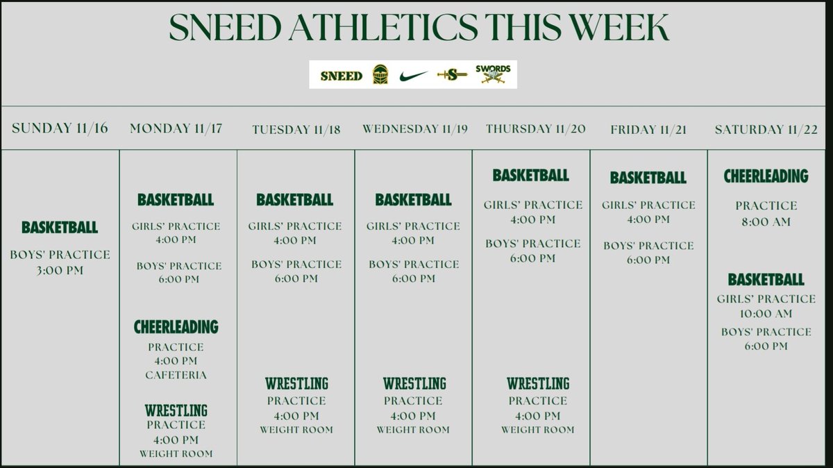 After impressive showings in this past weekend's scrimmages, the preparation for the Winter Sports Season continues this week!! 💚💛⚔️🏀🤼‍♂️ #SwordsUp