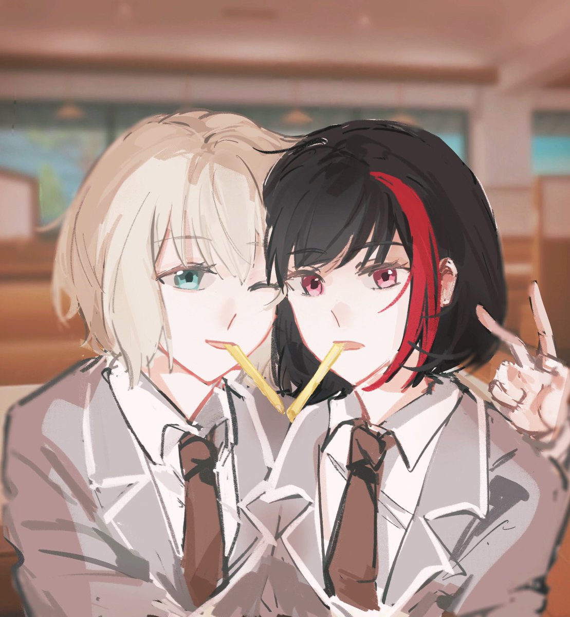 🍟 &amp; LOVE YOU
#モカ蘭  #バンドリ #bandoriart