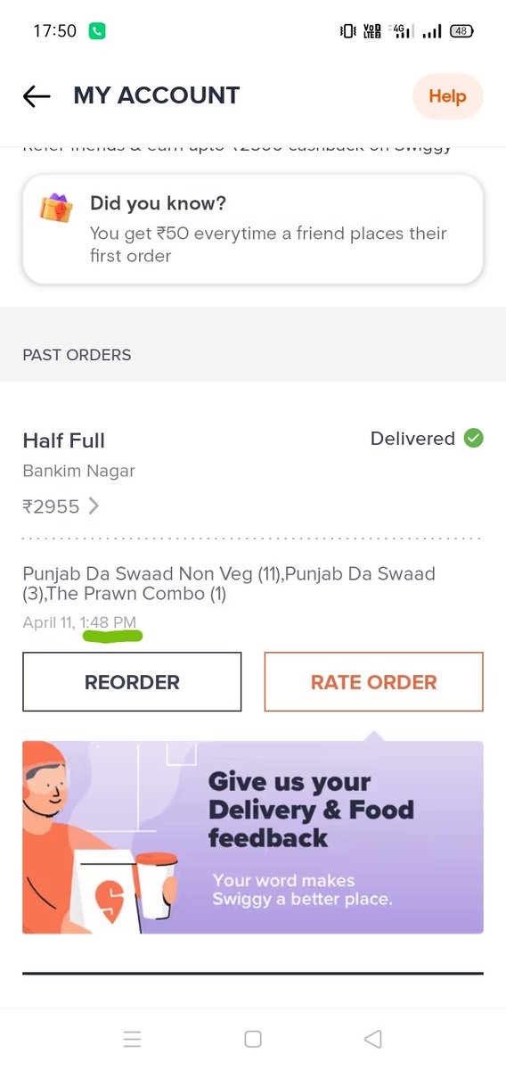 kryptomoob's tweet photo. My Swiggy order from April'24 is still unresolved🚨

I placed the order at 1:48 PM. It got delivered only after 5 PM ~ 4 hrs late. Food was cold &amp; inedible and they still refused refund. Months of follow-ups, 0 accountability. 

@Swiggy @SwiggyCares https://t.co/4GDOkV9pJd