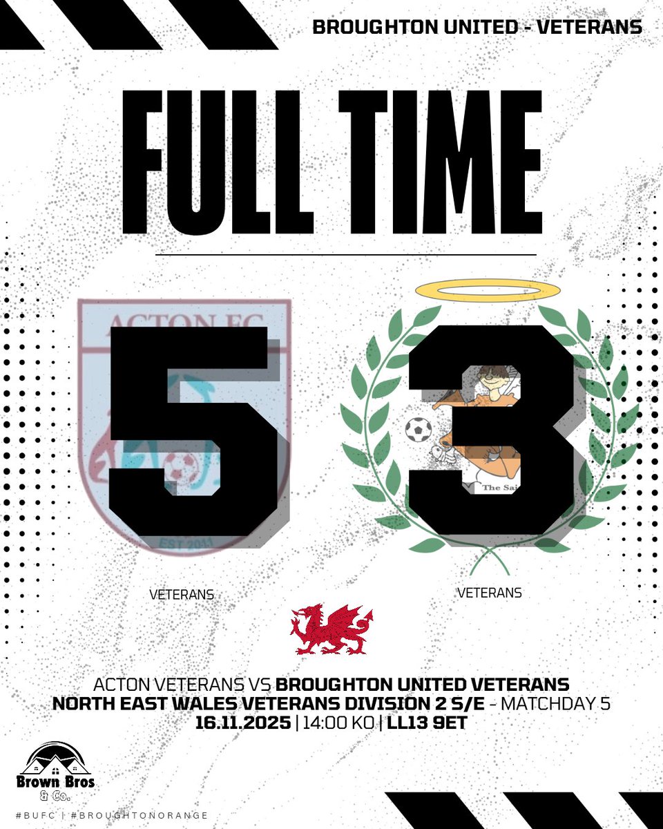 ⚽️ | A real game of two halves for the Veterans today😅

The hosts were 5-0 by the 46th minute🤦‍♂️

A much improved showing second half showing saw Martin McCabe, Steven Hill &amp; Adie Gough all grab a goal each. Today's MOM was awarded to Steven Hill👏

#BUFC⚽️ | #BroughtonOrange🟠