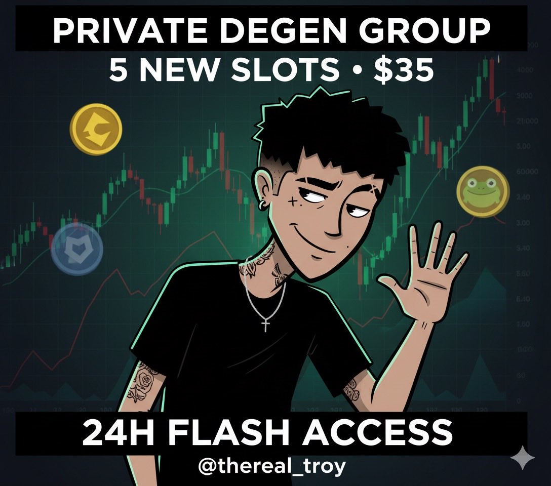 thereal__troy's tweet image. INNER CIRCLE ACCESS 🧠

The gates are cracking open. For the next 4 hours, I&apos;m offering 5 discounted slots to my private degen trading group.

This isn&apos;t a call. This is a seat at the table.

Get my raw, unfiltered:

· Memecoin alpha &amp;amp; early calls
· Degen-level market analysis
·…