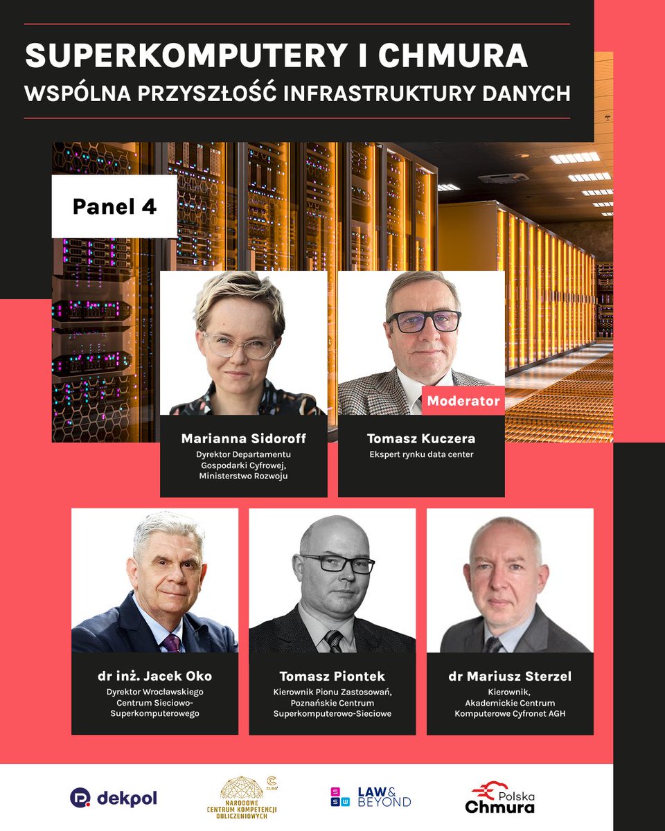 Panel 4: Superkomputery i chmura – wspólna przyszłość infrastruktury danych.

Zapraszamy już jutro od godziny 9.00 na 28 p. budynku Rondo 1.