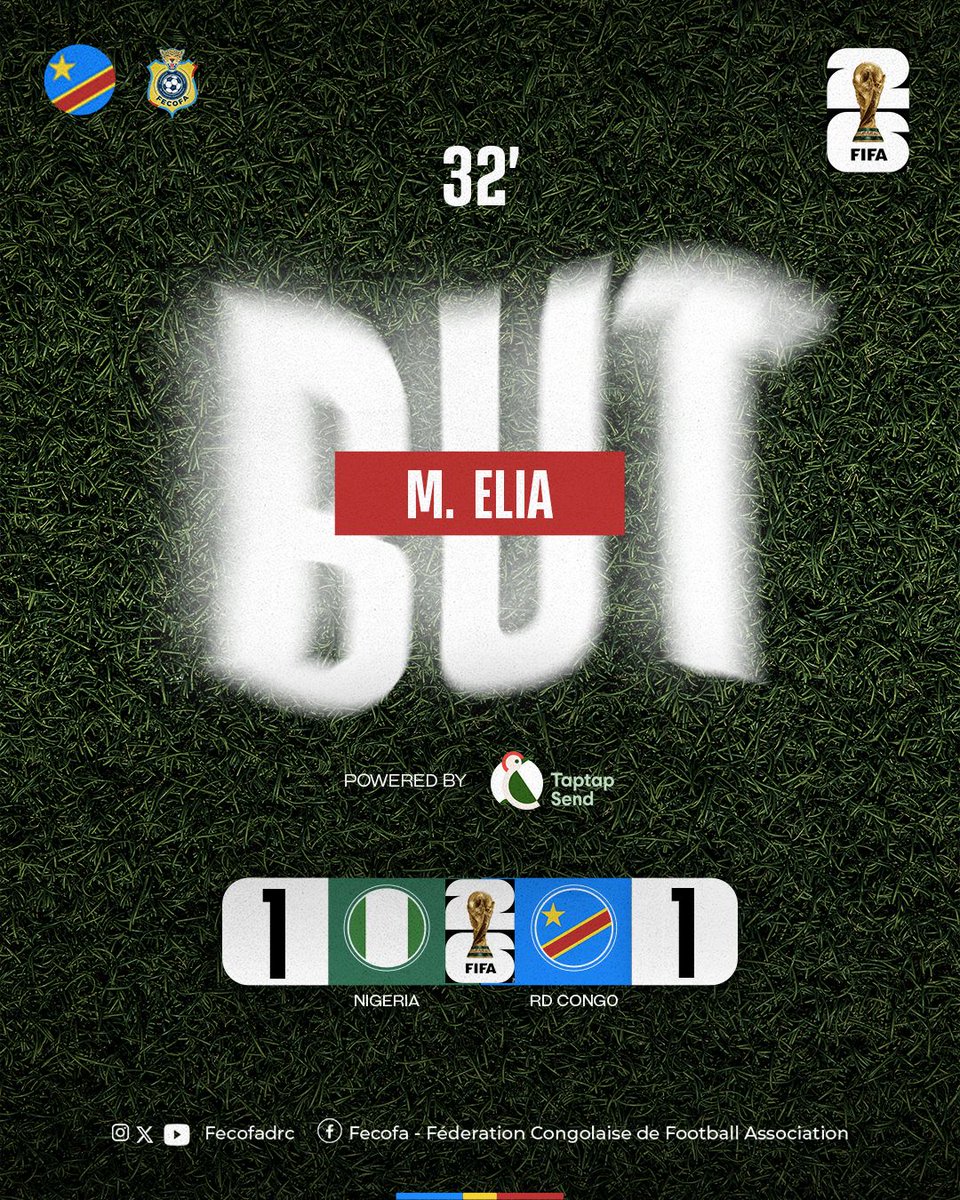 jmutala521's tweet photo. Un but partout à la mi-temps entre les Léopards de la #RDC et le Nigeria.
Selon vous, que doit ajuster le coach Sébastien Desabre pour maximiser nos chances de qualification à la Coupe du Monde ? Vos analyses !
#RDC #Nigeria #Leopards #CM2026 #Desabre #Football https://t.co/7mxBWgjS5w