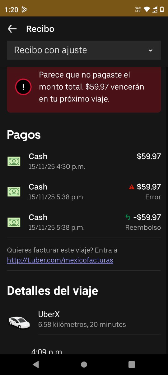 MJcine89's tweet photo. @Uber_MEX Uno de tus conductores mañosos dice que no pagué un viaje en efectivo cuando es obvio que si, incluso la imagen lo dice 🙄 ¿Qué procede? Porque tu soporte en la app casi casi dice que me resigne 🤨 @Profeco @AtencionProfeco https://t.co/zLL4ilAtZ1
