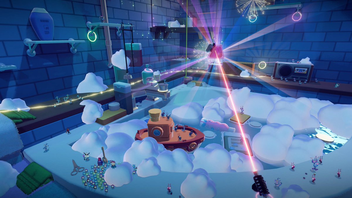 GamerQueenDiana's tweet photo. My best friend and I played Tinykin together and completed the bathroom level. It was fun getting the party started again. This time, I found all the pollen, so I didn't need to search for any that had been overlooked. 🎮  #indiegame #Tinykin #gaming #gamingtwt https://t.co/dix56kPj7W