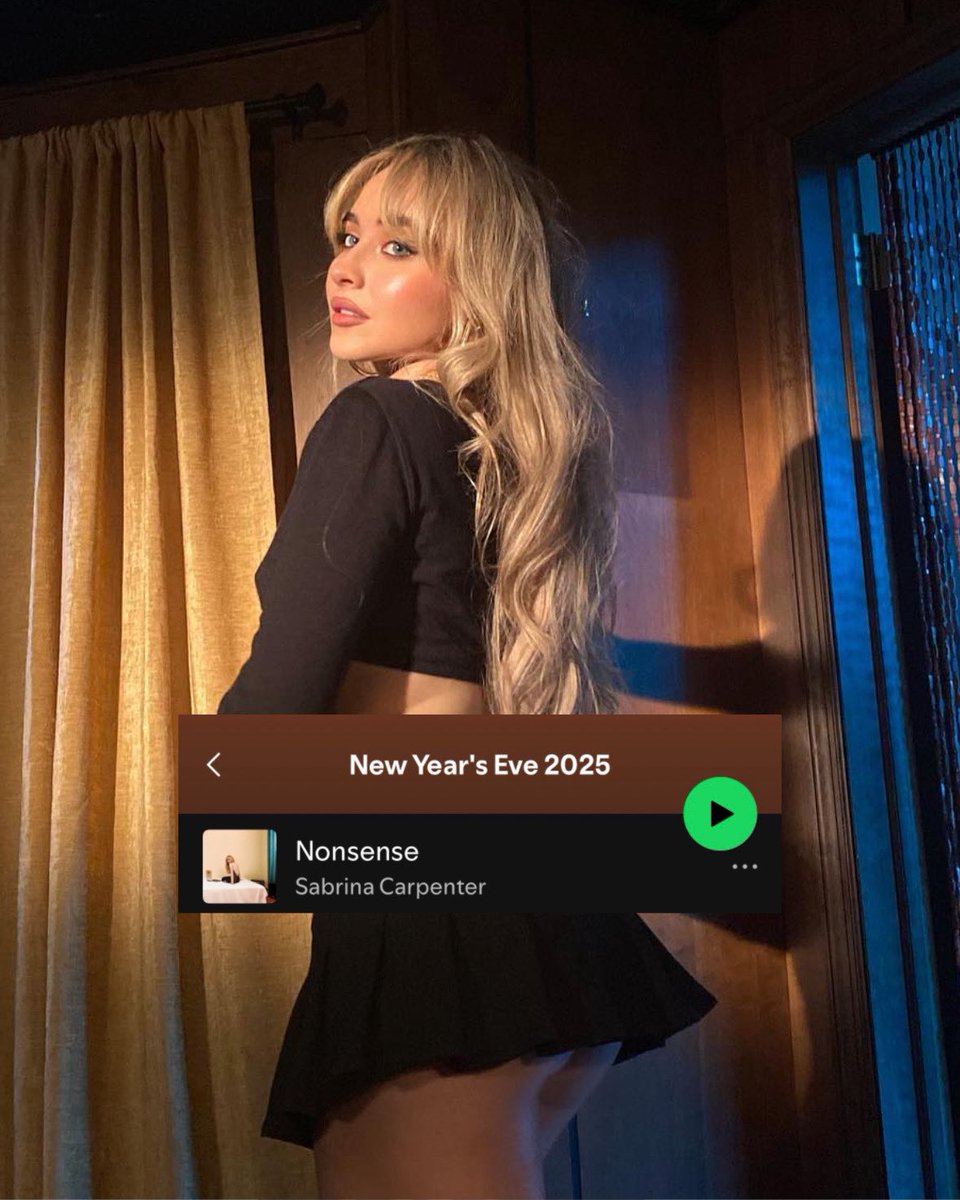 .<a href="/SabrinaAnnLynn/">Sabrina Carpenter</a>’s ‘Espresso’ has been added at #9 on Spotify’s New Year’s Eve 2025 playlist.

— Additionally, ‘Nonsense’ is at #55.