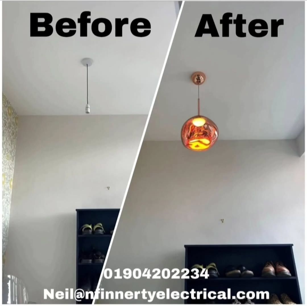💡 Time for a lighting upgrade?
Swap out your old fixture for something fresh, efficient, and stylish! Fast, professional install—no mess, no hassle.
📞 Message now to book your spot!

01904202234
Neil@nfinnertyelectrical.com
#YorkElectrician