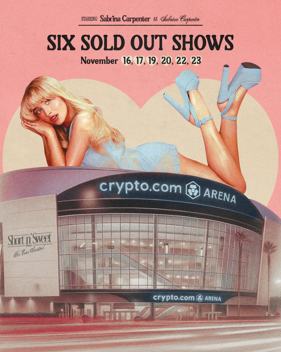 cryptocomarena's tweet image. Short n’ Sweet with a cherry on top!🍒 6 NIGHTS SOLD OUT @SabrinaAnnLynn 💋🩵 

Doors Open - 5:30PM
Show Starts - 7:00PM
