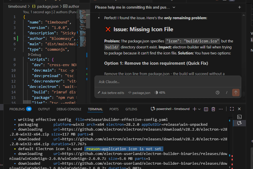 unscripted_path's tweet image. Day 45 of building
 
☑️Completed another application
☑️Pushed PWA version to remote
❌.exe packaging failed because of Logo

 So, I guess logo is kind of important? 🤷‍♂️
