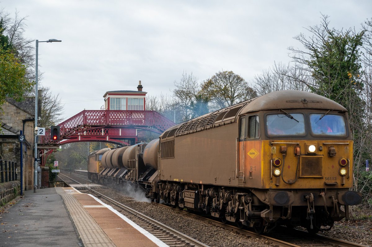 56113 + 56094 pass Wylam working 3J77 1021 Carlisle Yard Colas Rail to Carlisle Yard Colas Rail
