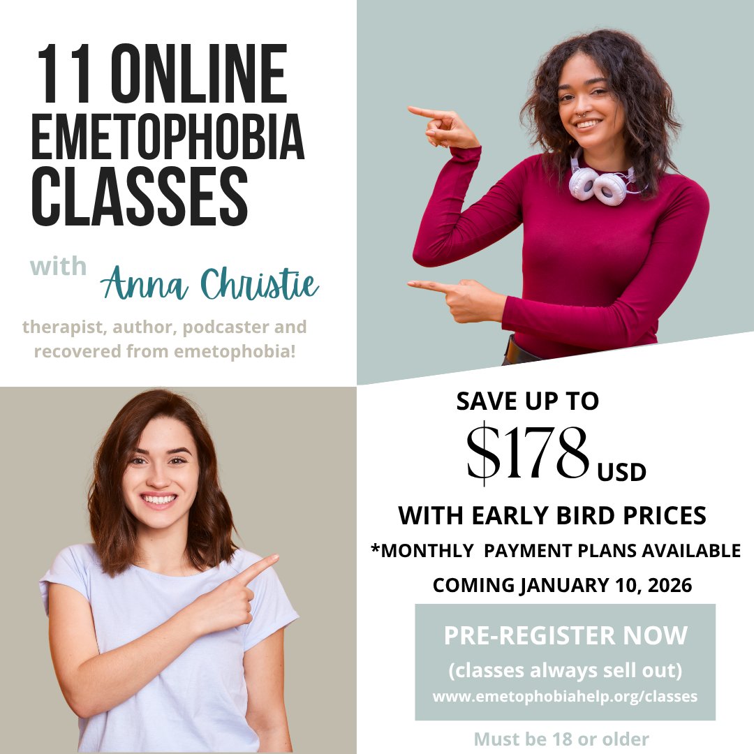 EmetHelp's tweet image. Winter is coming and you’re still suffering from #emetophobia. Begin your recovery! Classes begin Jan. 10th, 2026. Early bird pricing is in effect, so register now. link.content360.io/Register-Now