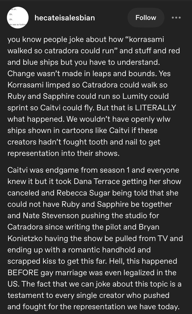 wlwsyrian's tweet image. a beautiful summary on how we still have to keep fighting for wlw rep on tumblr