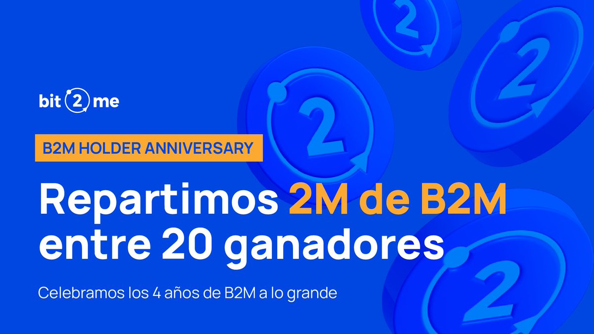 bit2me's tweet image. ⏰ ¡Recuerda!

🎉 ¡2 millones de B2M en la B2M Holder Anniversary!

Acumula participaciones en cualquiera de sus 4 modalidades o en todas ellas y llévate uno de los 20 premios.
¡Apúntate y participa!

👉 Más info y cómo participar:

blog.bit2me.com/es/4-aniversar…