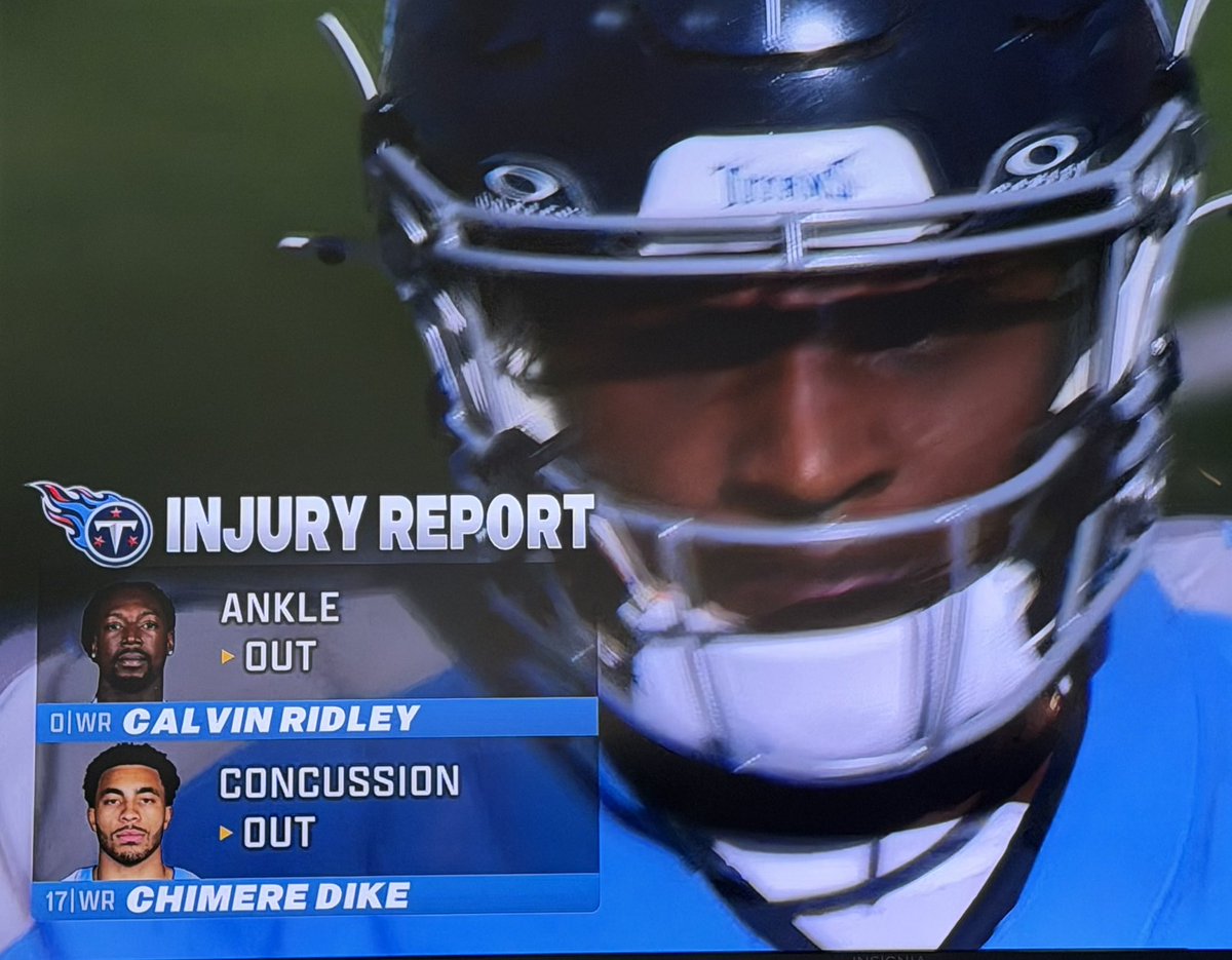 whoizdrew's tweet photo. Just when you think they couldn’t get any worse. Top 3 WRs for titans all got hurt this game. @PardonMyTake @PardonMyMeme https://t.co/MulkgTrJBO