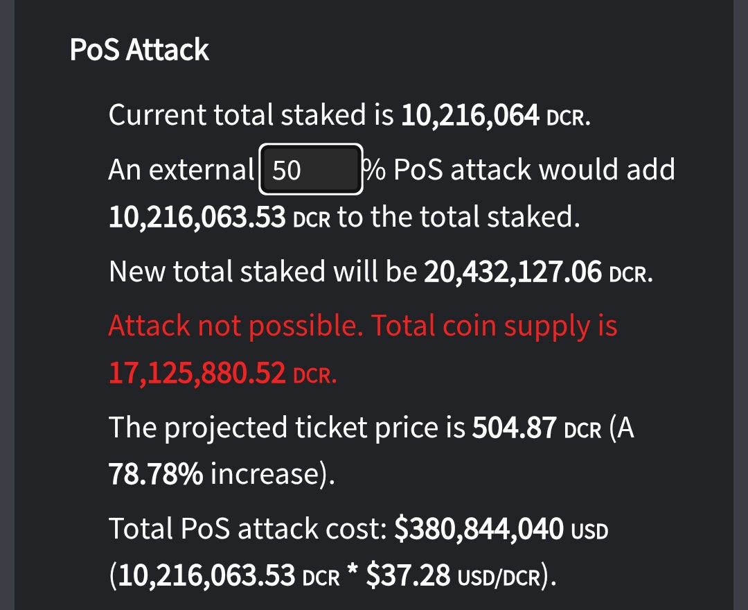 Bitsoshi's tweet image. Not trying to spread FUD, but these are real tradeoffs to consider. Again, security is where Decred stands out.  It&apos;s currently impossible to 51% attack the PoS element in the @decredproject network 

From a security standpoint, I dislike any pure PoW coin that isn&apos;t Bitcoin.