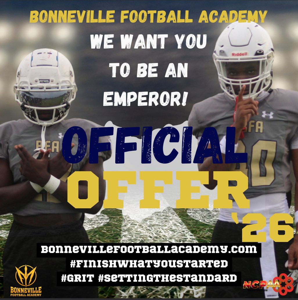 With a great conversation with <a href="/coachjulio1119/">Coach Julio</a> I’m blessed to receive a offer to <a href="/BonnFootball/">Bonneville Football Academy</a> 
<a href="/coach_blatch/">CoachBlatch</a> <a href="/EraPrep/">New Era Prep</a> <a href="/coachtomg5918/">Coach Tom Geary</a>