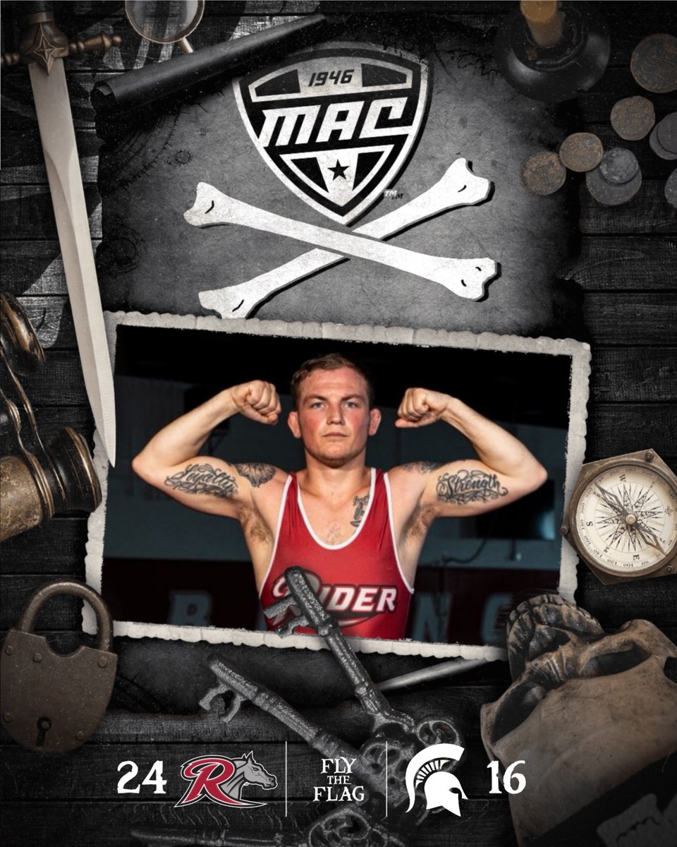 🏴‍☠️ FLY THE FLAG, BRONCS 🏴‍☠️

<a href="/RiderWrestling/">Rider Wrestling</a> 's first dual win of the year is a 24-16 upset over the Spartans!

#MACtion | <a href="/NCAAWrestling/">NCAA Men's Wrestling</a>