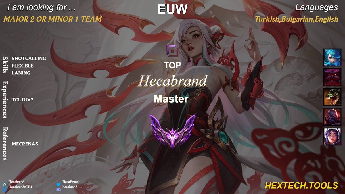 Hello everyone
I am LFT for the upcoming 2026 season
You contact me through DMs or discord hecabrand
Likes and RT's are appreciated