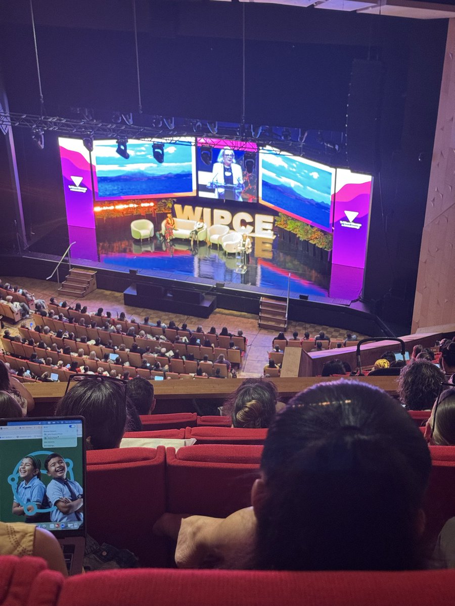 #WIPCE2025 keynote from Distinguished Prof Linda Tuhiwai Smith. View from the nosebleed section, packed theatre.