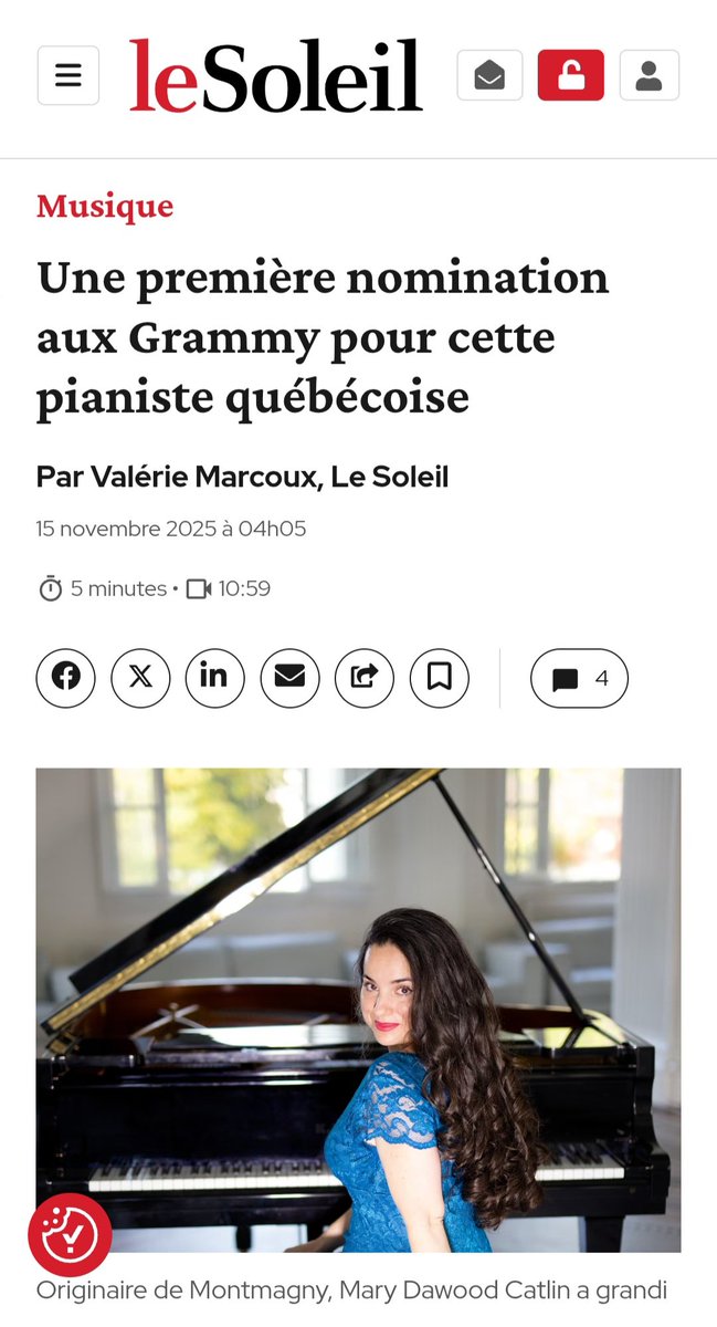 mdcmuse's tweet image. C'est un rêve dans un rêve. 🙏❤️ Merci Valérie Marcoux et Le Soleil pour ce magnifique article !!!! 🙏🙏🙏🙏🙏❤️

lesoleil.com/arts/musique/2…

#GRAMMYs #grammynominated #ClassicalInstrumentalSolo #montmagny #Québec #canada #Canadian #ottawa #Ottawan #ontario #chaudiereappalaches
