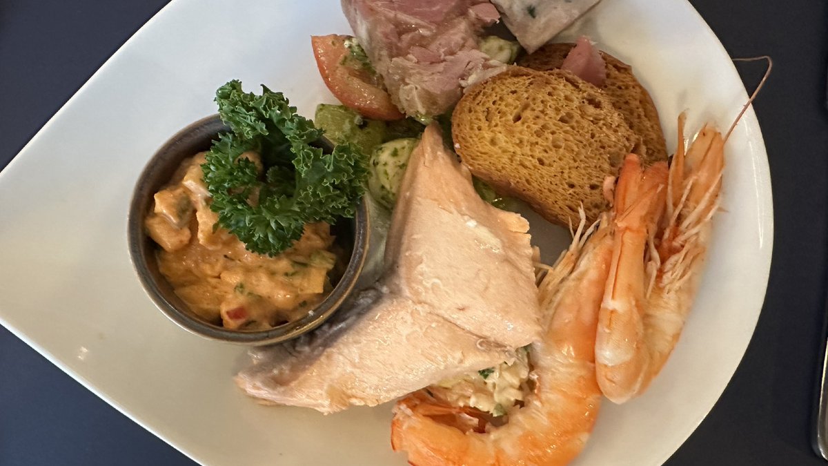 Brunch, heavy on the protein side although there is some green tomato, tomato and mozzarella salad under the pate and some coleslaw under the salmon. Not home cooked, just what there was available at the deli counter.

#BrunchIdeas #ProteinPacked #foodie