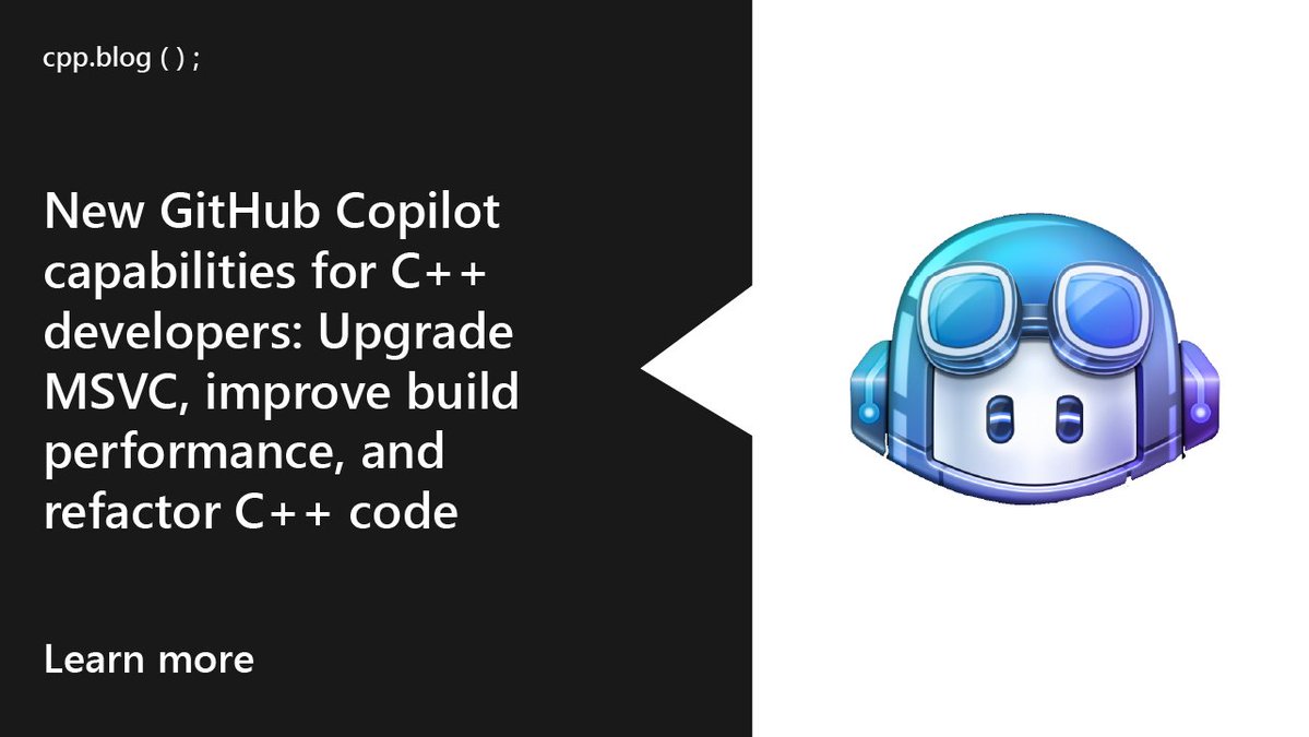 VisualStudio's tweet image. C++ devs, GitHub Copilot is stepping up its game! 🧠✨ From MSVC refactorings to build performance boosts and smarter code suggestions, this update is packed with tools to help you code cleaner and faster.
Check out what’s new 👉 msft.it/6014tMHC0
#CppDev #GitHubCopilot…