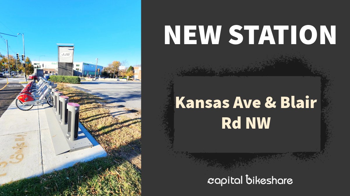 🚨 NEW STATION ALERT 🚨

New in NW! Find our latest station at Kansas Ave &amp; Blair Rd NW. Go hop on a bike or ebike! 🆕🚲
