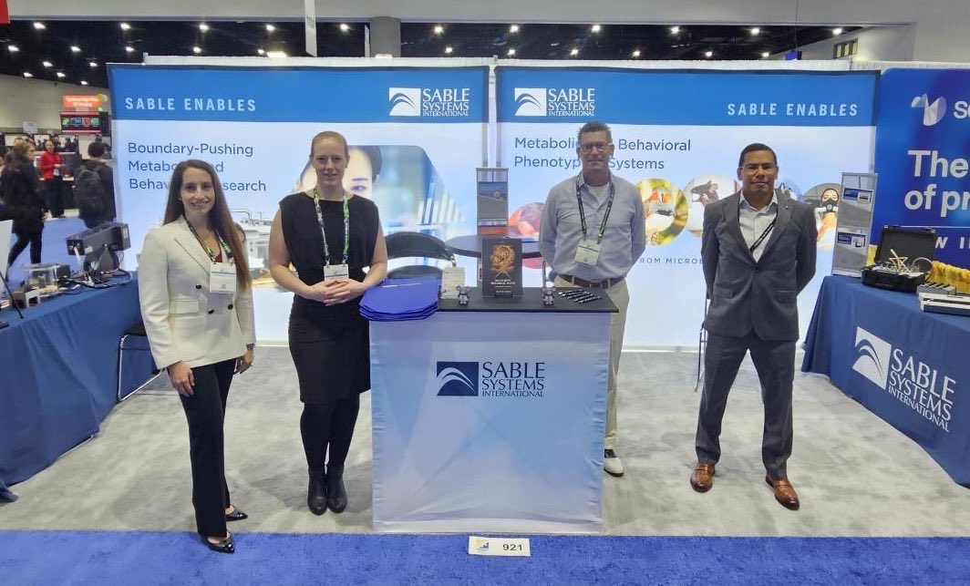 The Sable team is here at #SFN2025 in San Diego, CA! Stop by Booth #921 and chat with us about your current research - we are looking forward to hearing about upcoming studies in #neuroscience! 

#Respirometry #IndirectCalorimetry #Metabolism #Behavior #Metabolic #Hypothalamus