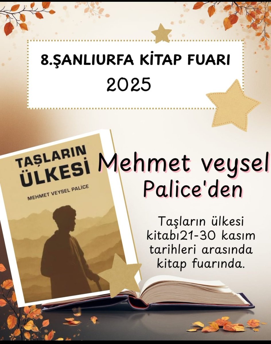 Palice_Kasim1's tweet photo. “Taşların Ülkesi” adlı eserimizle, 21–30 Kasım 2025 tarihleri arasında düzenlenecek 8. Şanlıurfa Kitap Fuarı’nda yer alacağız.
Şanlıurfa Fuar Merkezi’nde gerçekleştirilecek bu etkinlikte okurlarımızla bir araya gelmekten memnuniyet duyacağız.
#TaşlarınÜlkesi #fuarmerkezi #urfa https://t.co/C6JkKC9MGA