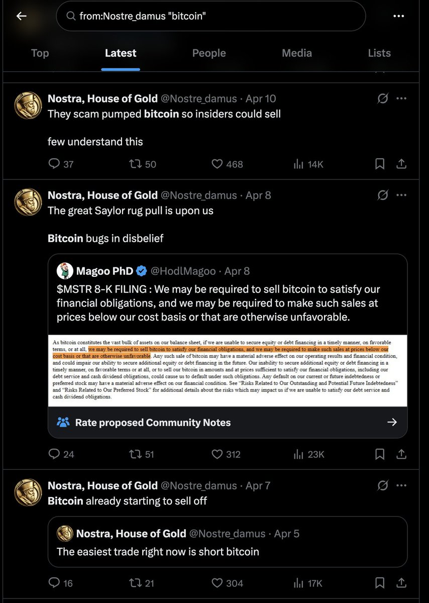 postedgo's tweet image. Noticing any bearish tweet about $MSTR &amp;amp; Saylor gets high engagement now.

But even more so, notice accounts who have tweeted since 2023 about how bitcoin is a scam and will collapse still continue to get high engagement despite wrong take after wrong take.