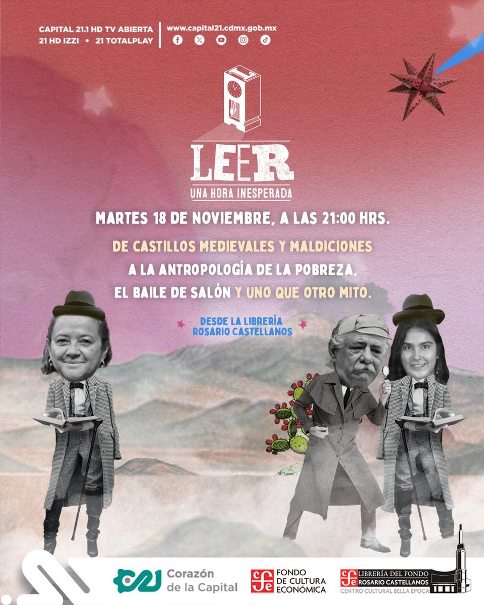 ¡Este martes 18 te espera #LeerUnaHoraInesperada! 📚📣
Descubre nuevos títulos sobre los castillos medievales, la antropología de la pobreza y el baile de salón en una charla imperdible transmitida por <a href="/Capital_21/">Century 21 Capital Properties</a> desde la #LibreríaRosarioCastellanos a partir de las 21h ✨