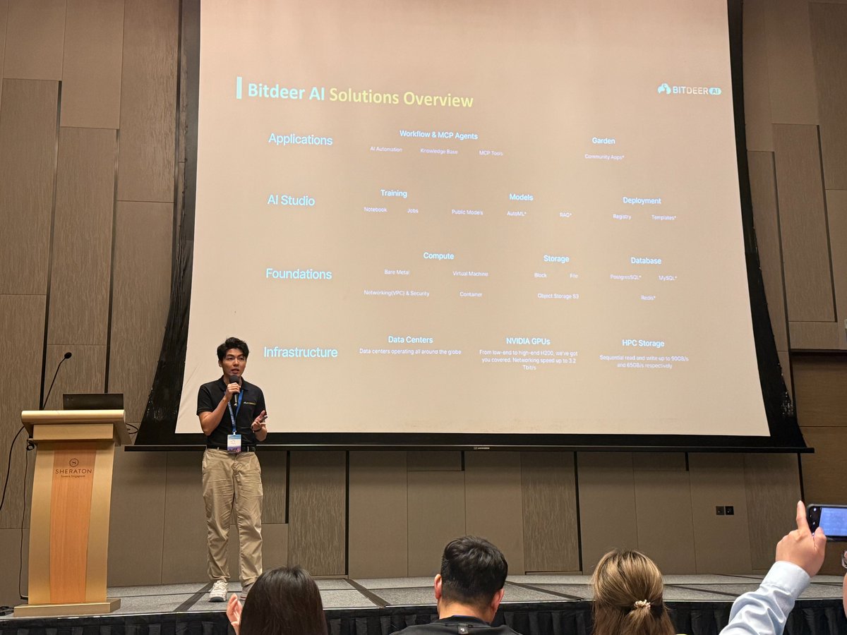 Bitdeer_AI's tweet image. We were glad to join yesterday’s session alongside many outstanding guest speakers at #ICAIF2025 (@ACM_ICAIF_2025 ), where our Product Manager, Rui Jie Tey, introduced our platform and shared key insights.

Our team will be at the venue throughout today and tomorrow, you’re…