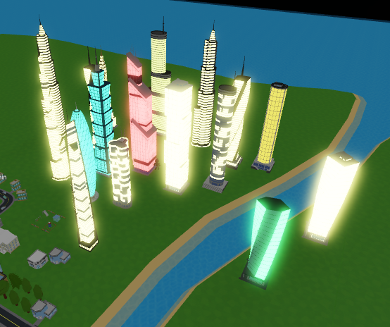Another sneak peek, the new skyscrapers lit up at night!

#RobloxDev  #Roblox