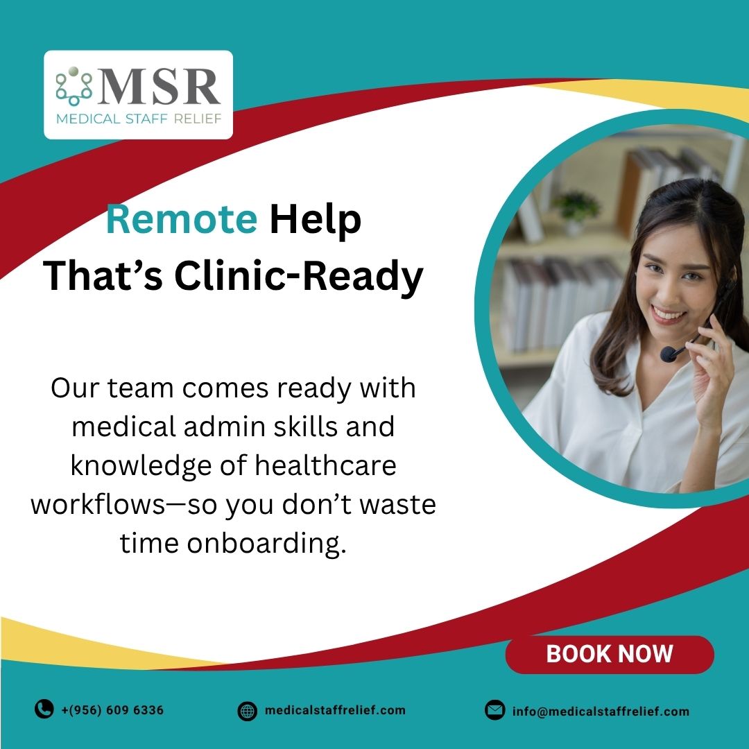 msr_serve's tweet image. Remote Help That’s Clinic-Ready

Our remote team brings medical admin expertise and healthcare workflow knowledge—so you can focus on patient care while we handle the admin work.

📞 (+956) 609 6336
🌐 medicalstaffrelief.com
📩 info@medicalstaffrelief.comk
