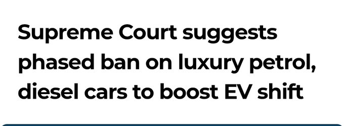 Alexsambai1's tweet image. Big Breaking: Good for Ev Stocks🔥🔥

✅Bookmark this

Ola Electric
Ather Energy
Tata Motors
M&amp;amp;M
Exide
Uno Minda

Why is ir good for EV stocks ❓

✅Supreme Court proposes a phased ban on luxury petrol and diesel vehicles to encourage EV usage.