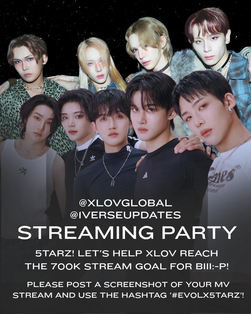[📢] STREAMING COLLABORATION!

Hi, 5TARZ! We are so excited to announce a collab with <a href="/xlovglobal/">XLOV GLOBAL</a> ♡

EVOL will stream 1VERSE's "Multiverse" official mv and in return 5TARZ will stream XLOV's "Biii:-P" official mv from today until 20th Nov.

Post your mv stream screenshot &amp; use