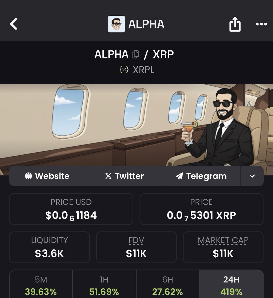 Just updated $ALPHA on <a href="/dexscreener/">DEX Screener</a> 😎

Never stop cooking🔥 Send it higher 🚀

dexscreener.com/xrpl/414C50484…