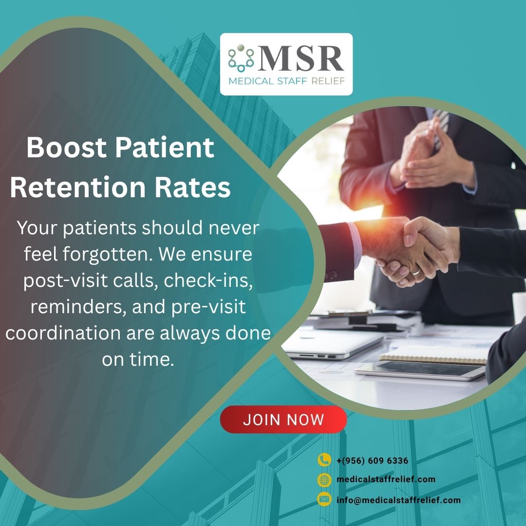 msr_serve's tweet image. Boost Patient Retention Rates

We handle post-visit calls, check-ins, reminders, and pre-visit coordination — all on time, every time.

📞 (+956) 609 6336
🌐 medicalstaffrelief.com
📩 info@medicalstaffrelief.com