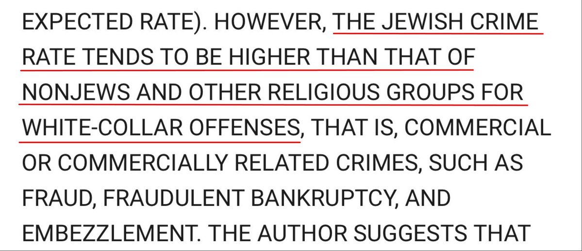 VyprCEO's tweet image. From the U.S. Department of Justice: jews, despite being the lowest in population, commit the most white-collar crimes (e.g. fraud, embezzlement, insider trading, money laundering, bribery, cyber scams, etc).

jewish crimes are then entered as “White” crimes in the statistical…