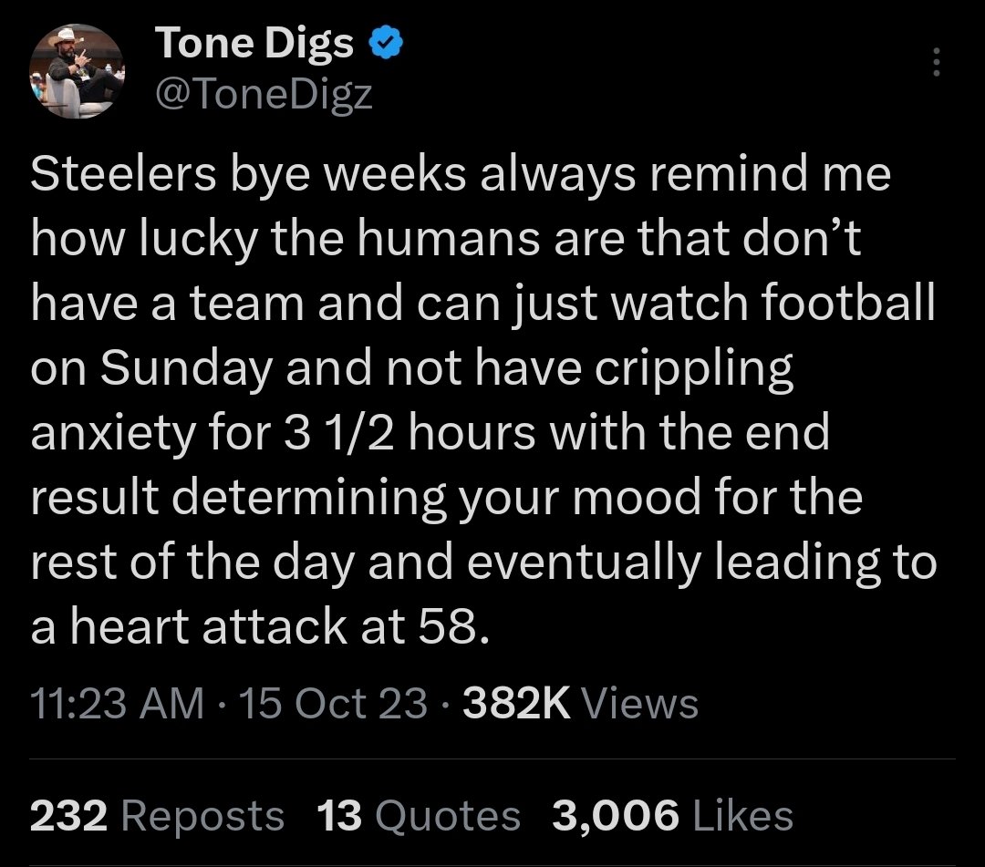 InPaytonWeTrust's tweet photo. @ToneDigz Ty @ToneDigz now I get to enjoy one of your best tweets as we head into the bye week. Watching Colts Chiefs knowing someone's gotta lose. One of the biggest wins in recent memory. Chargers losing was the cherry on top. #Hammerdahn https://t.co/QiGnEnvdq9