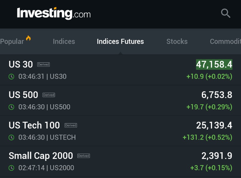 🚨 INVESTING : I futures sulle azioni segnano un leggero rialzo all'inizio della settimana