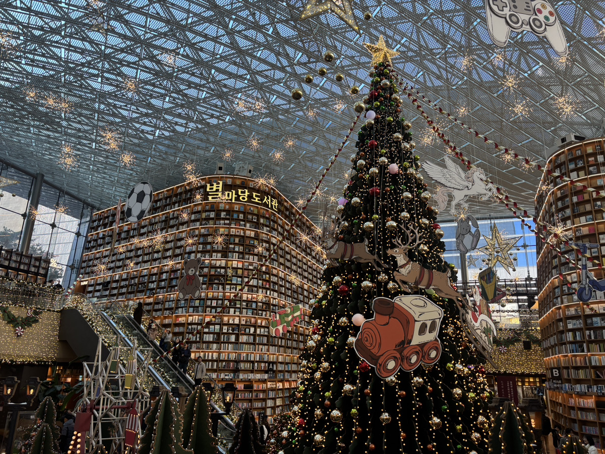 __joah's tweet photo. スターフィールド COEXMALL
ピョルマダン図書館がクリスマス仕様に変身🎄✨
息のむ綺麗さで、歩くだけでクリスマス気分爆上がり…🥹💫写真スポットも多くて家族・友達との思い出作りに最高🎅💕昼も綺麗だけど夜がもっとやばいから、ぜひ行ってみて〜！

🏠ピョルマダン図書館
📍ソウル江南区三成洞 159 https://t.co/MrFP557bMZ